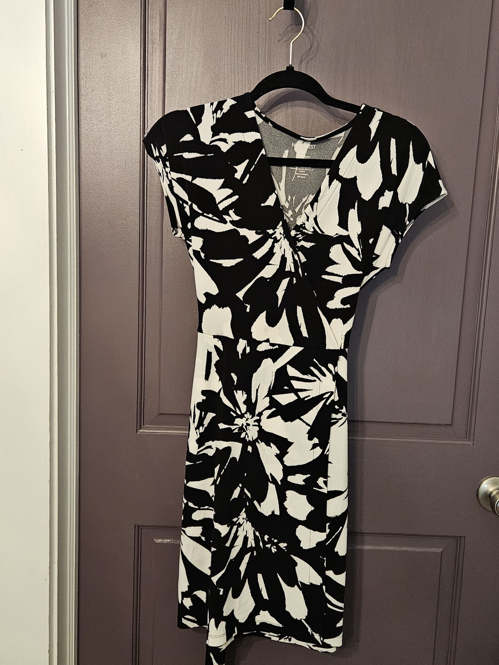 Nine West Black and White Floral Midi Dress
